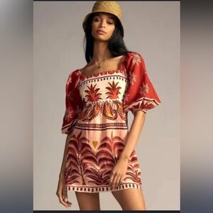 FARM Rio Red and Pink Mini Dress